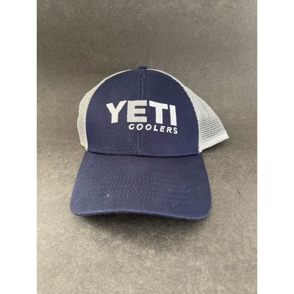 Yeti Coolers Mesh Snapback Trucker Hat Adjustable Blue White Logo snapback